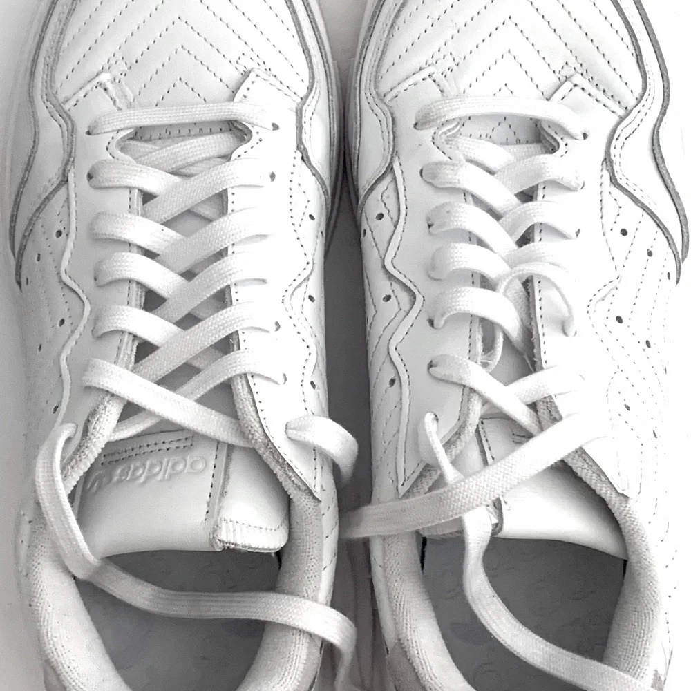 ADIDAS Supercourt Leather Sneakers Cloud White Lilac Tennis Athletic Size 10 - Picture 7 of 16